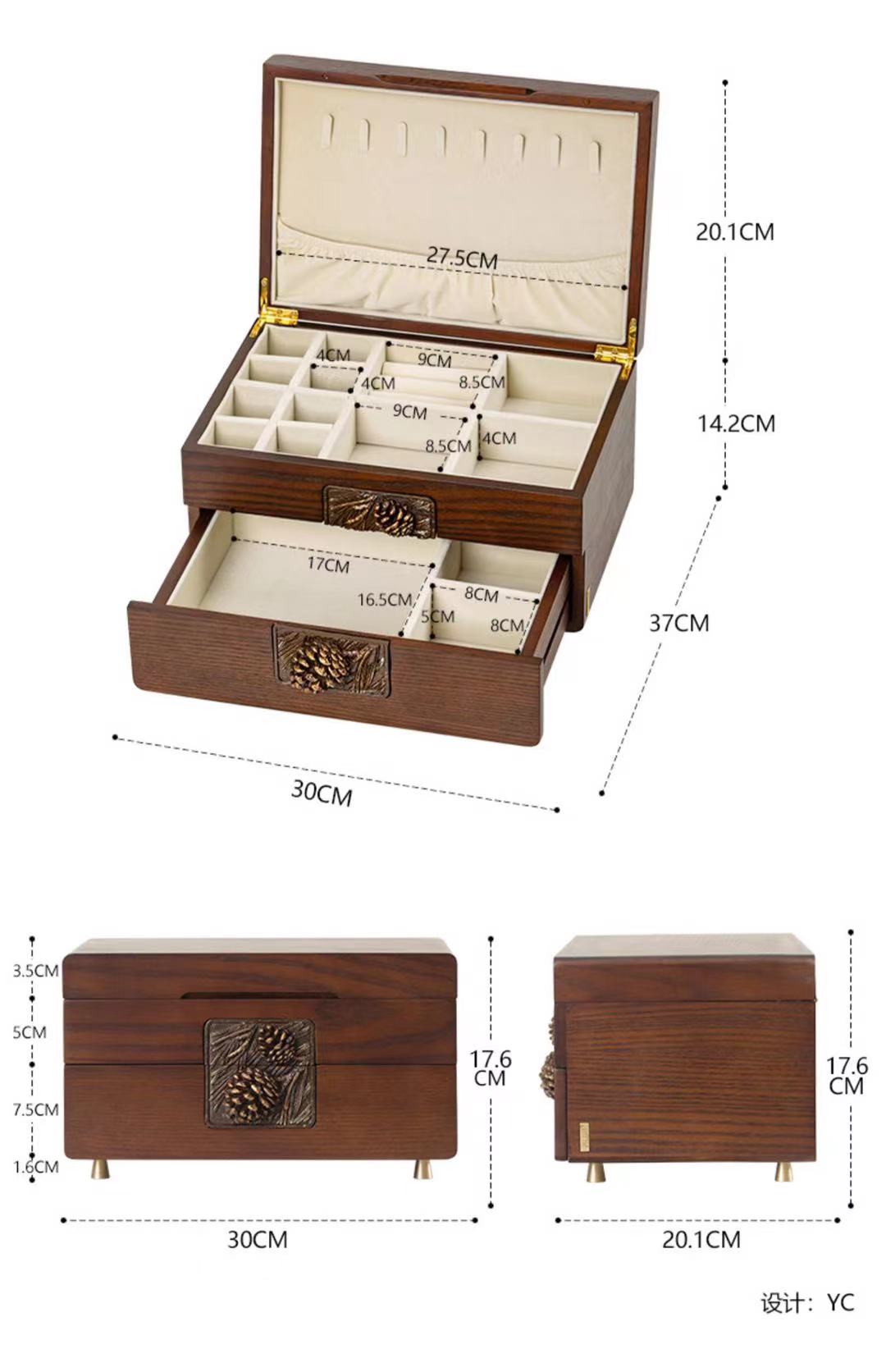 Extra Large Pine Jewelry Box - 4 Seasons Home Gadgets