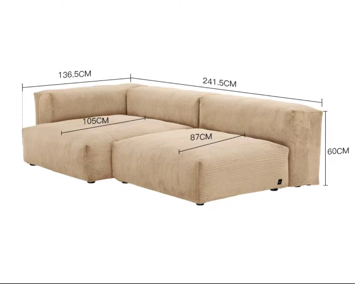 Extra Large Square Arm Modular Sofa - 4 Seasons Home Gadgets