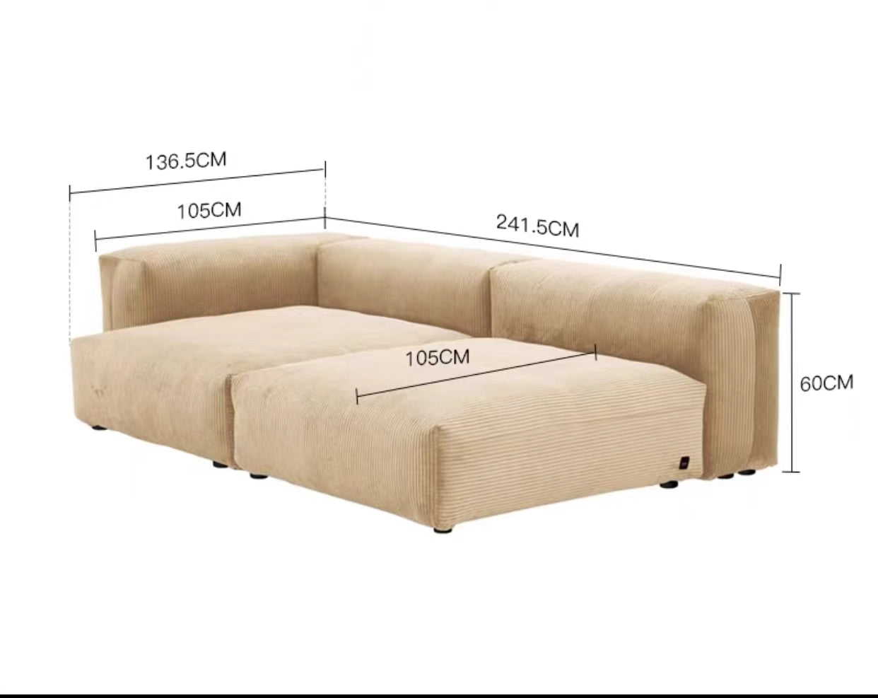 Extra Large Square Arm Modular Sofa - 4 Seasons Home Gadgets