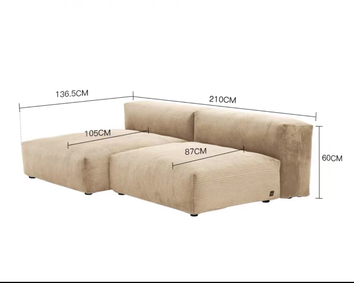 Extra Large Square Arm Modular Sofa - 4 Seasons Home Gadgets