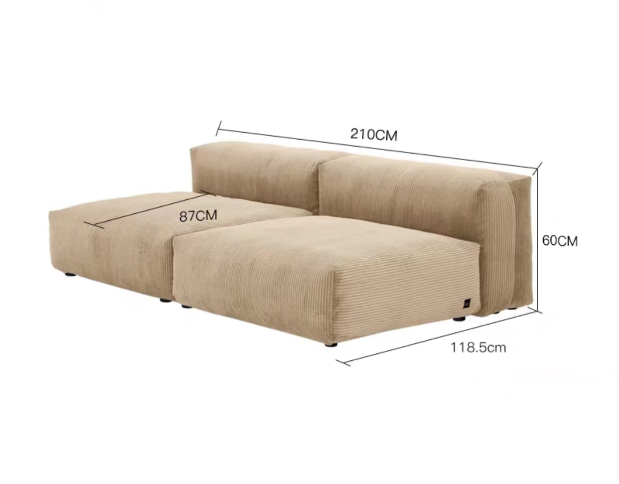 Extra Large Square Arm Modular Sofa - 4 Seasons Home Gadgets