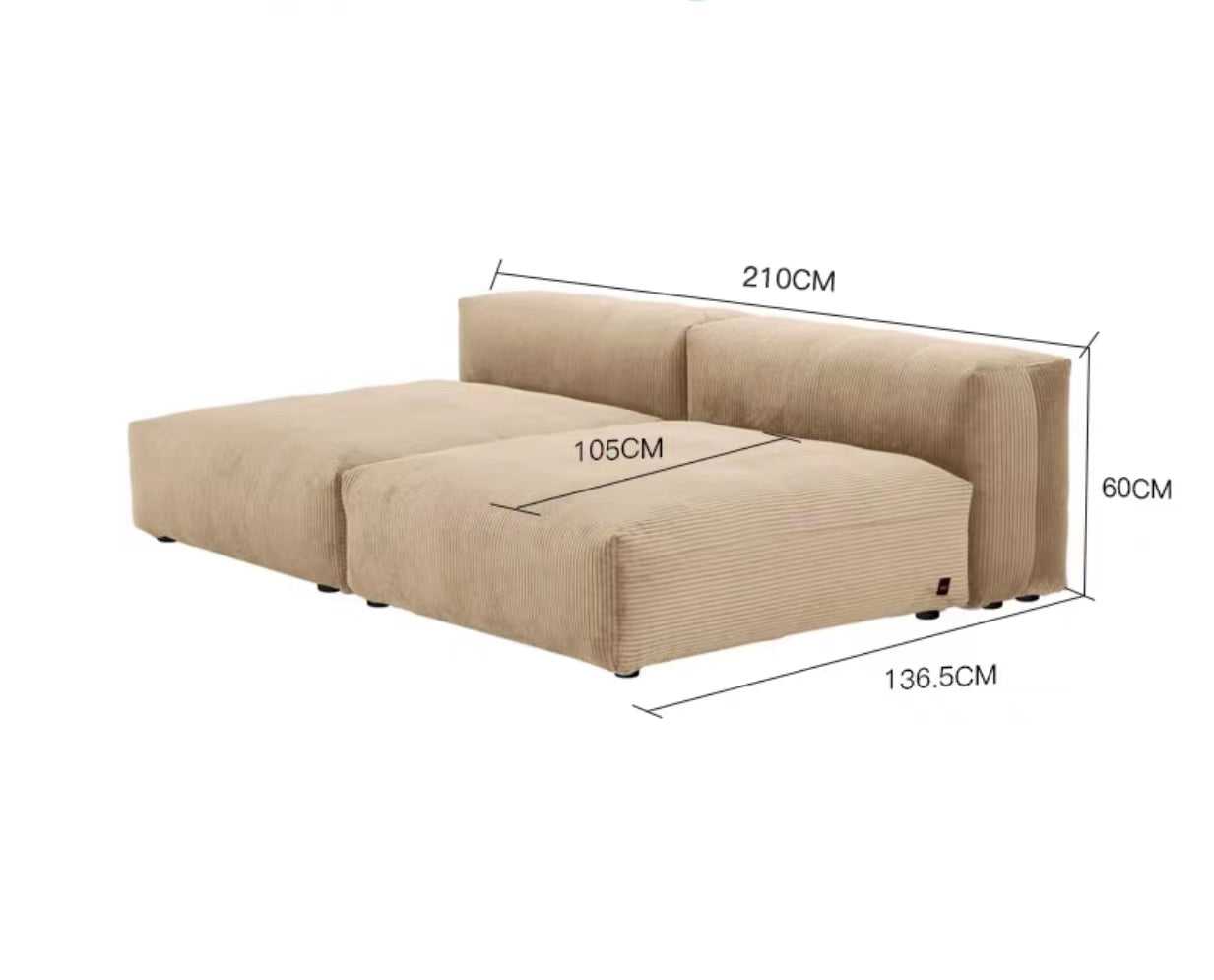 Extra Large Square Arm Modular Sofa - 4 Seasons Home Gadgets