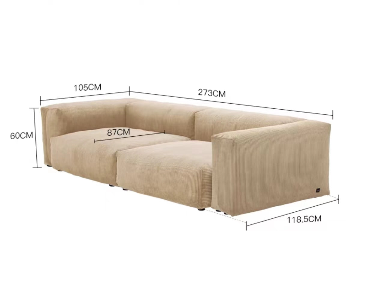 Extra Large Square Arm Modular Sofa - 4 Seasons Home Gadgets