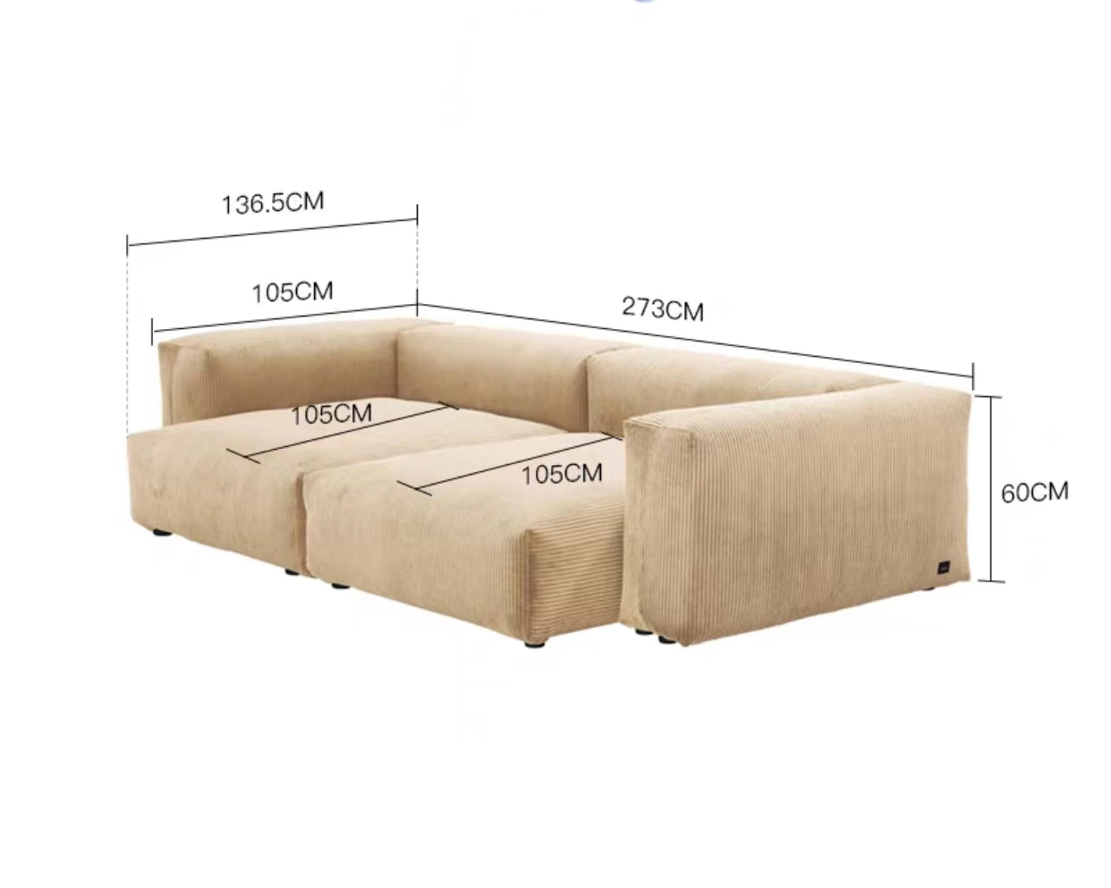 Extra Large Square Arm Modular Sofa - 4 Seasons Home Gadgets