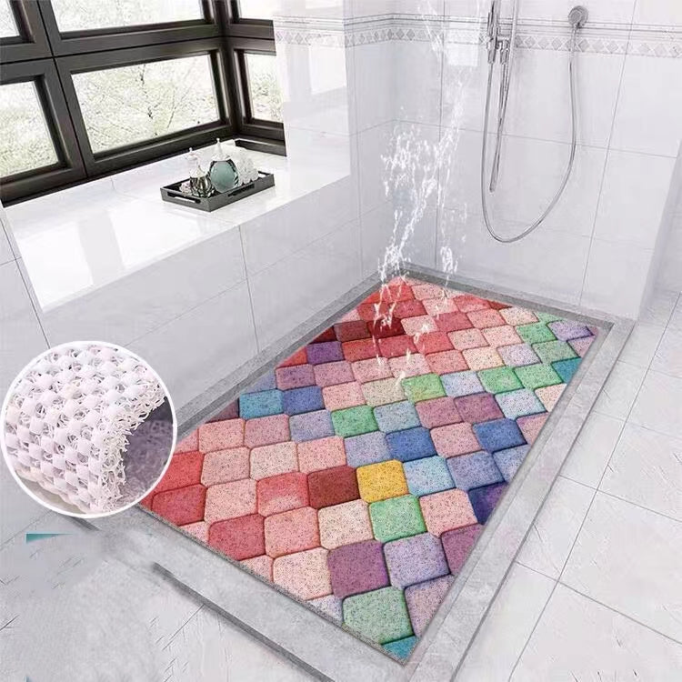 Fabric Printed PVC Soft Bathtub Rectangle Plastic Vinyl Shower mat - 4 Seasons Home Gadgets