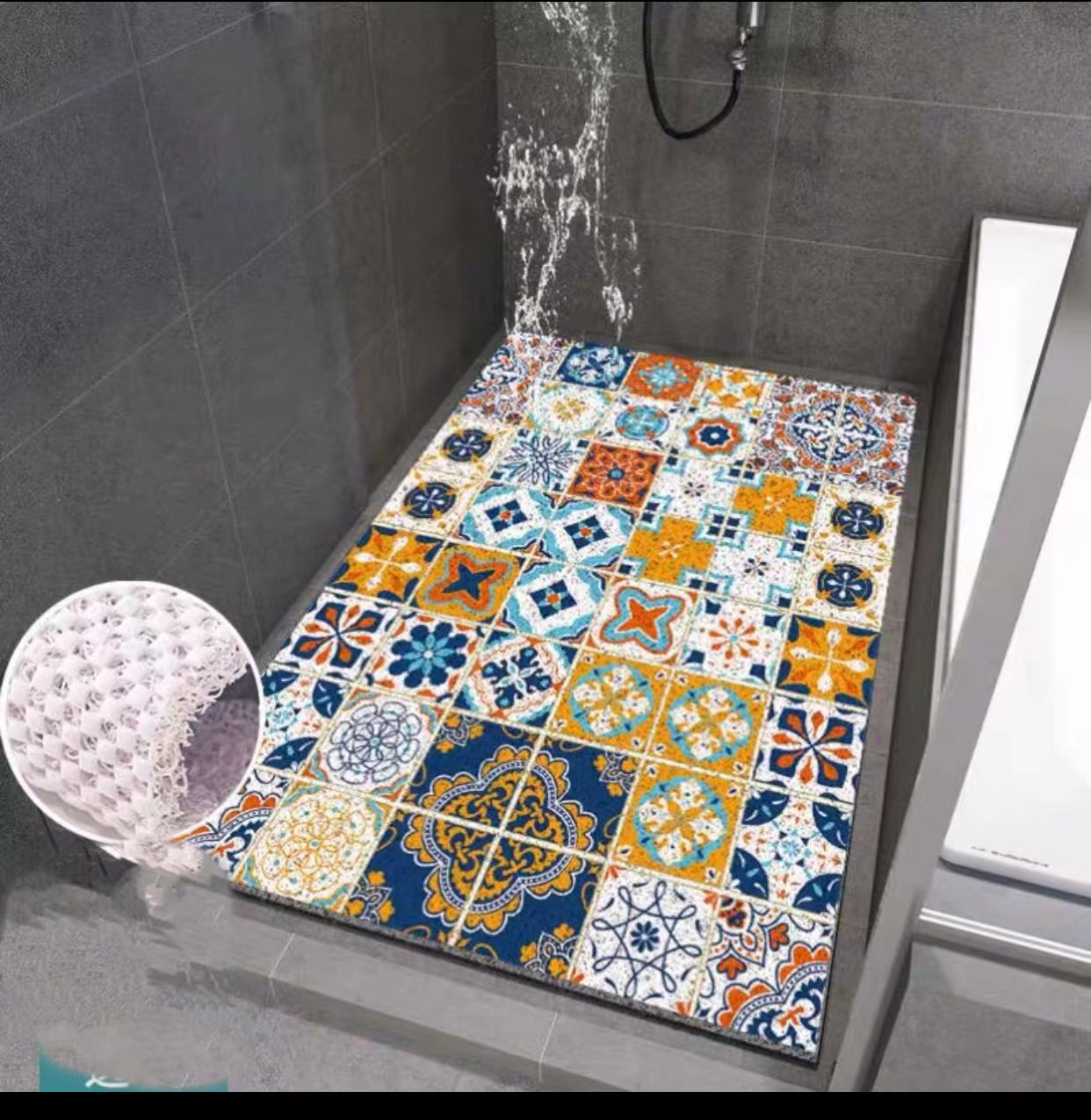 Fabric Printed PVC Soft Bathtub Rectangle Plastic Vinyl Shower mat - 4 Seasons Home Gadgets