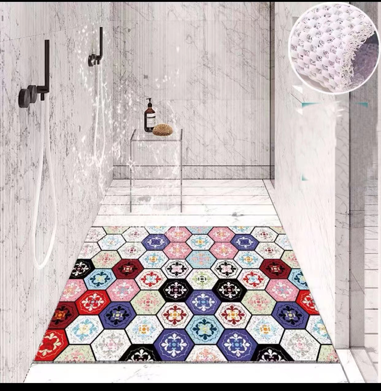 Fabric Printed PVC Soft Bathtub Rectangle Plastic Vinyl Shower mat - 4 Seasons Home Gadgets