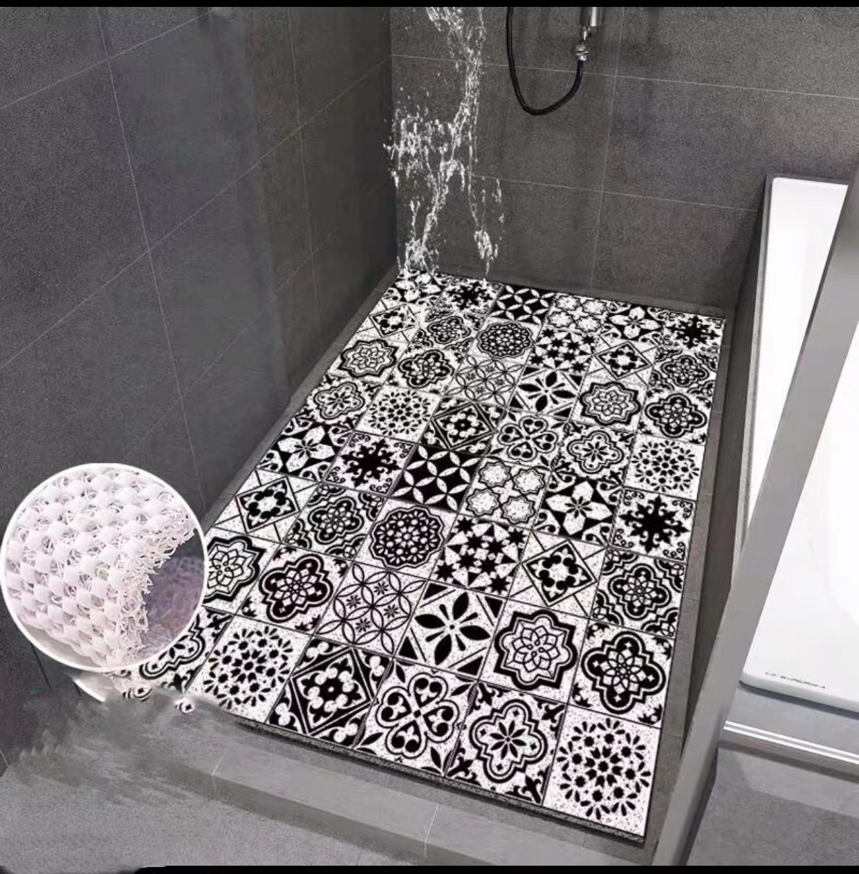 Fabric Printed PVC Soft Bathtub Rectangle Plastic Vinyl Shower mat - 4 Seasons Home Gadgets