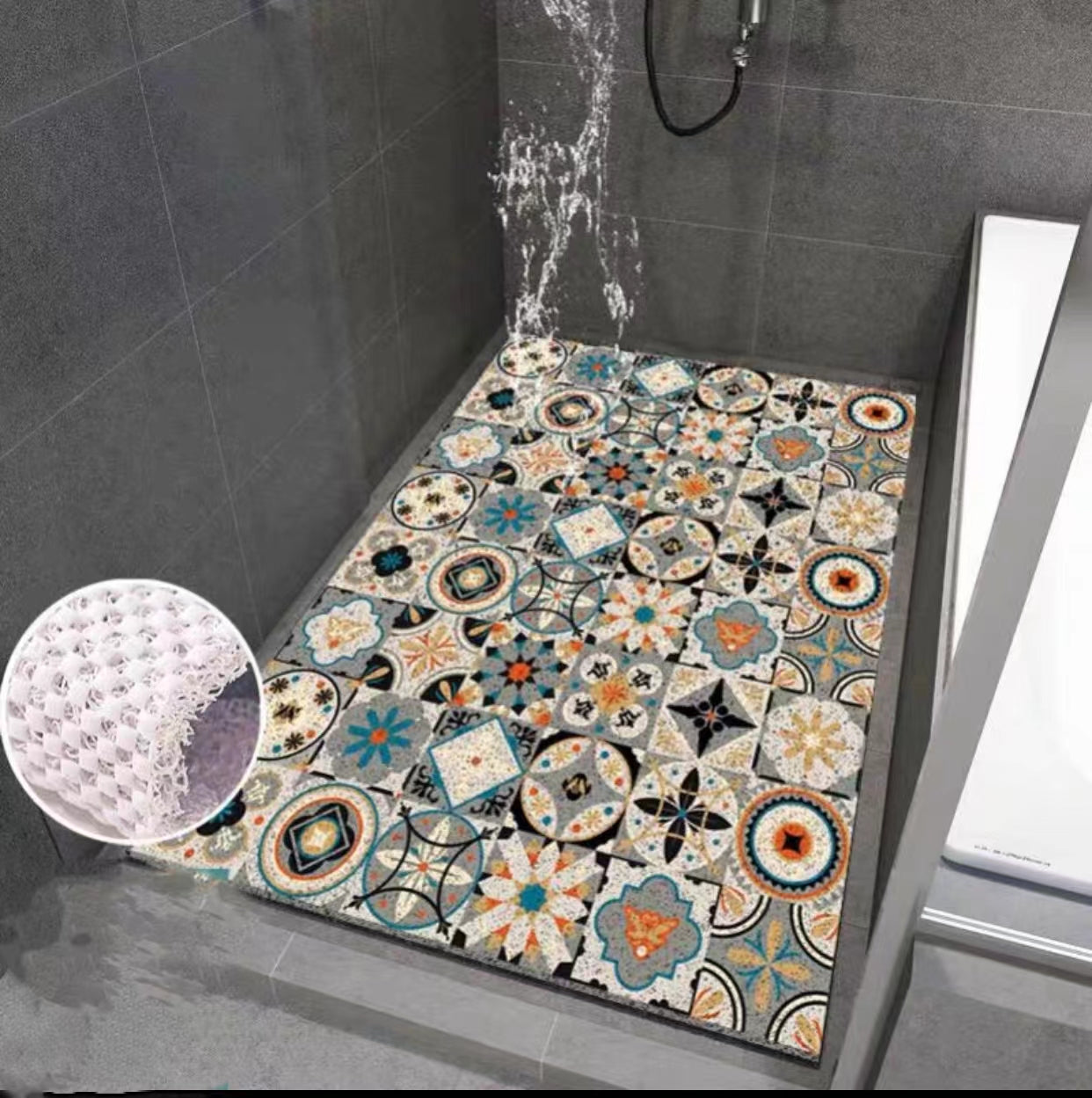 Fabric Printed PVC Soft Bathtub Rectangle Plastic Vinyl Shower mat - 4 Seasons Home Gadgets