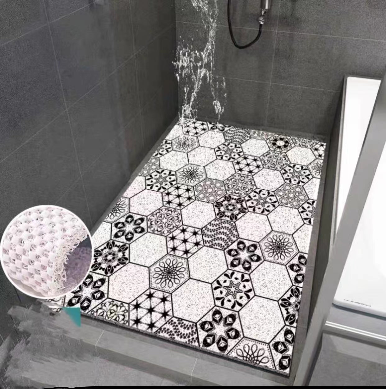 Fabric Printed PVC Soft Bathtub Rectangle Plastic Vinyl Shower mat - 4 Seasons Home Gadgets