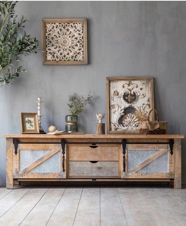 Farmhouse Wood TV Console Table - 4 Seasons Home Gadgets