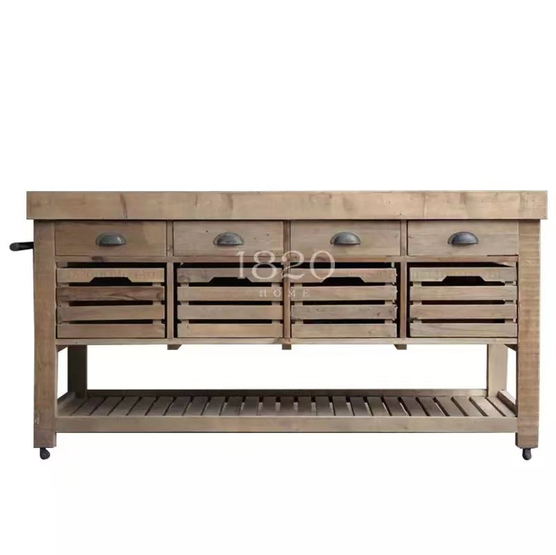 Farmhouse solid wood kitchen island - 4 Seasons Home Gadgets