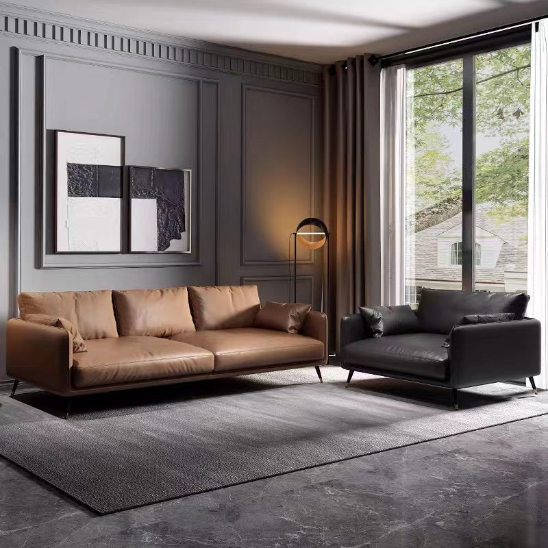 Faux Leather Square Arm Sofa - 4 Seasons Home Gadgets