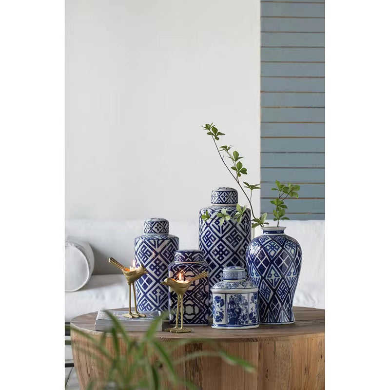 Fine China Blue Ceramic Jar - 4 Seasons Home Gadgets