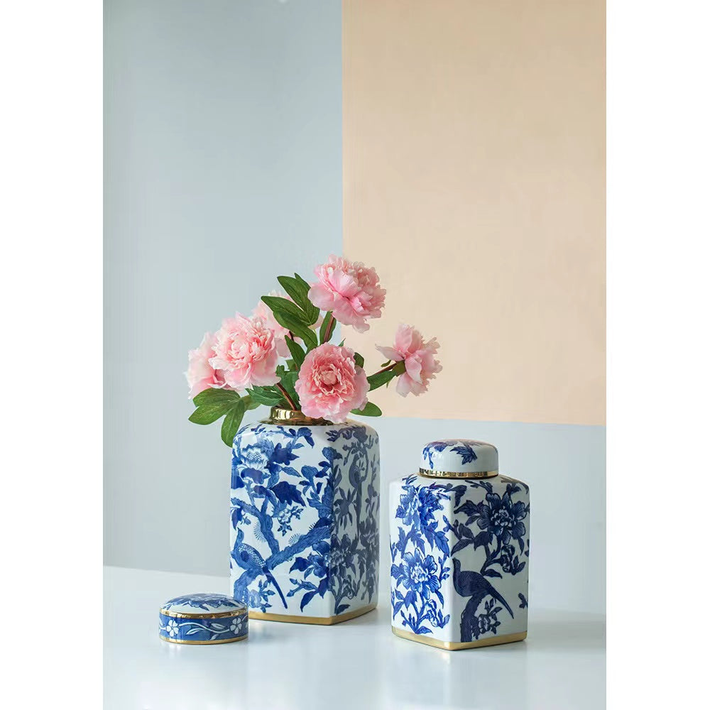 Fine China Blue Ceramic Jar - 4 Seasons Home Gadgets