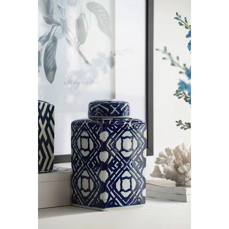 Fine China Blue Ceramic Jar - 4 Seasons Home Gadgets