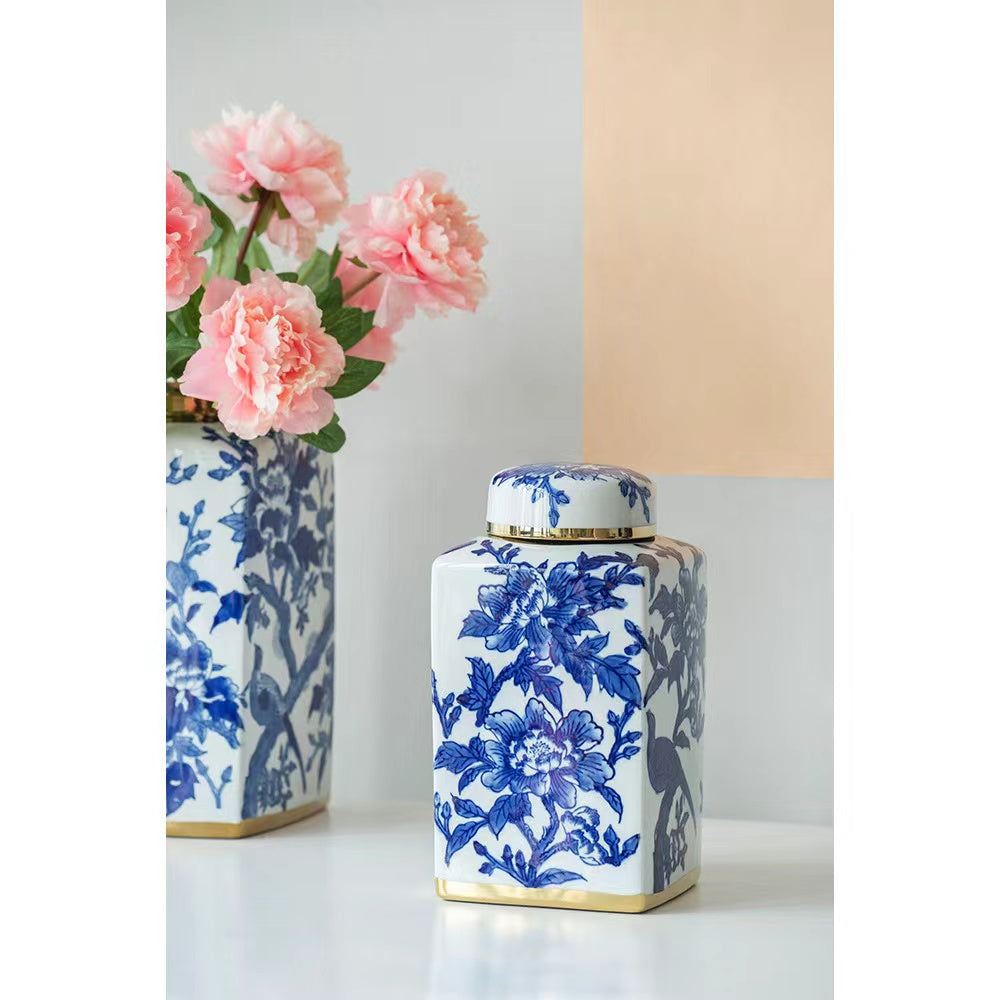 Fine China Blue Ceramic Jar - 4 Seasons Home Gadgets