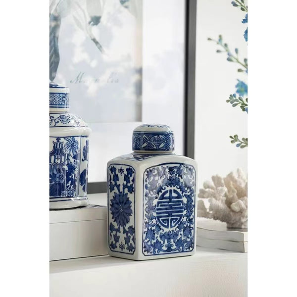 Fine China Blue Ceramic Jar - 4 Seasons Home Gadgets