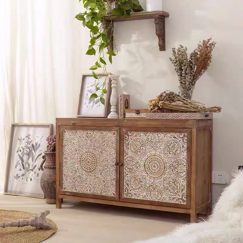 Fir Wood Sideboard Buffet Server Cabinet - 4 Seasons Home Gadgets