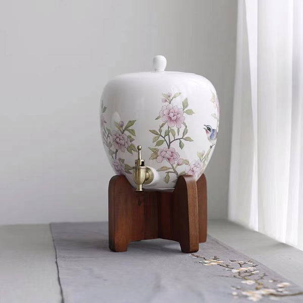 Floral Ceramic Beverage Dispenser - 4 Seasons Home Gadgets