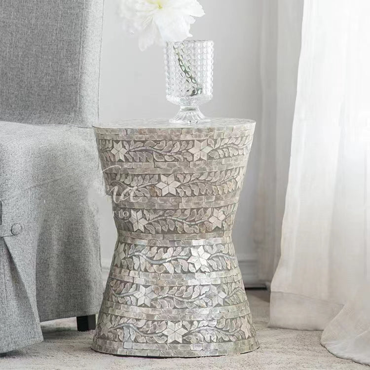 Floral Drum End Table - 4 Seasons Home Gadgets