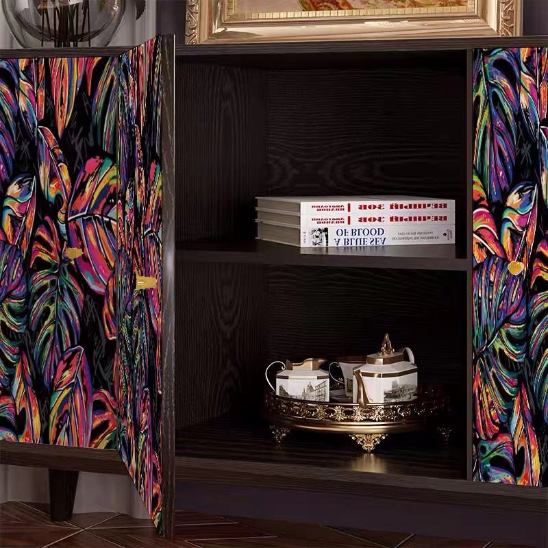 Floral Print Solid Wood Credenza Sideboard - 4 Seasons Home Gadgets