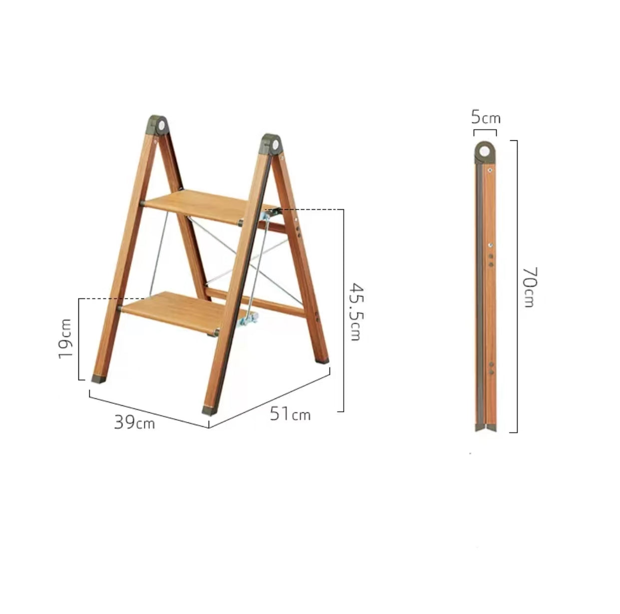 Foldable Solid Wood Step Ladder - 4 Seasons Home Gadgets