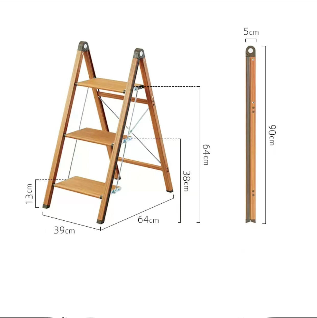 Foldable Solid Wood Step Ladder - 4 Seasons Home Gadgets