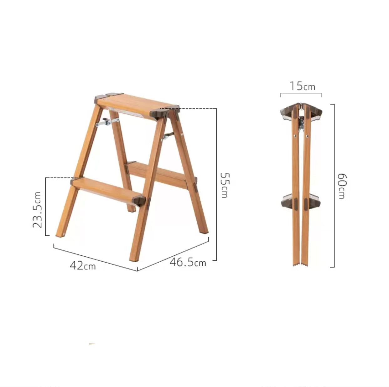 Foldable Solid Wood Step Ladder - 4 Seasons Home Gadgets