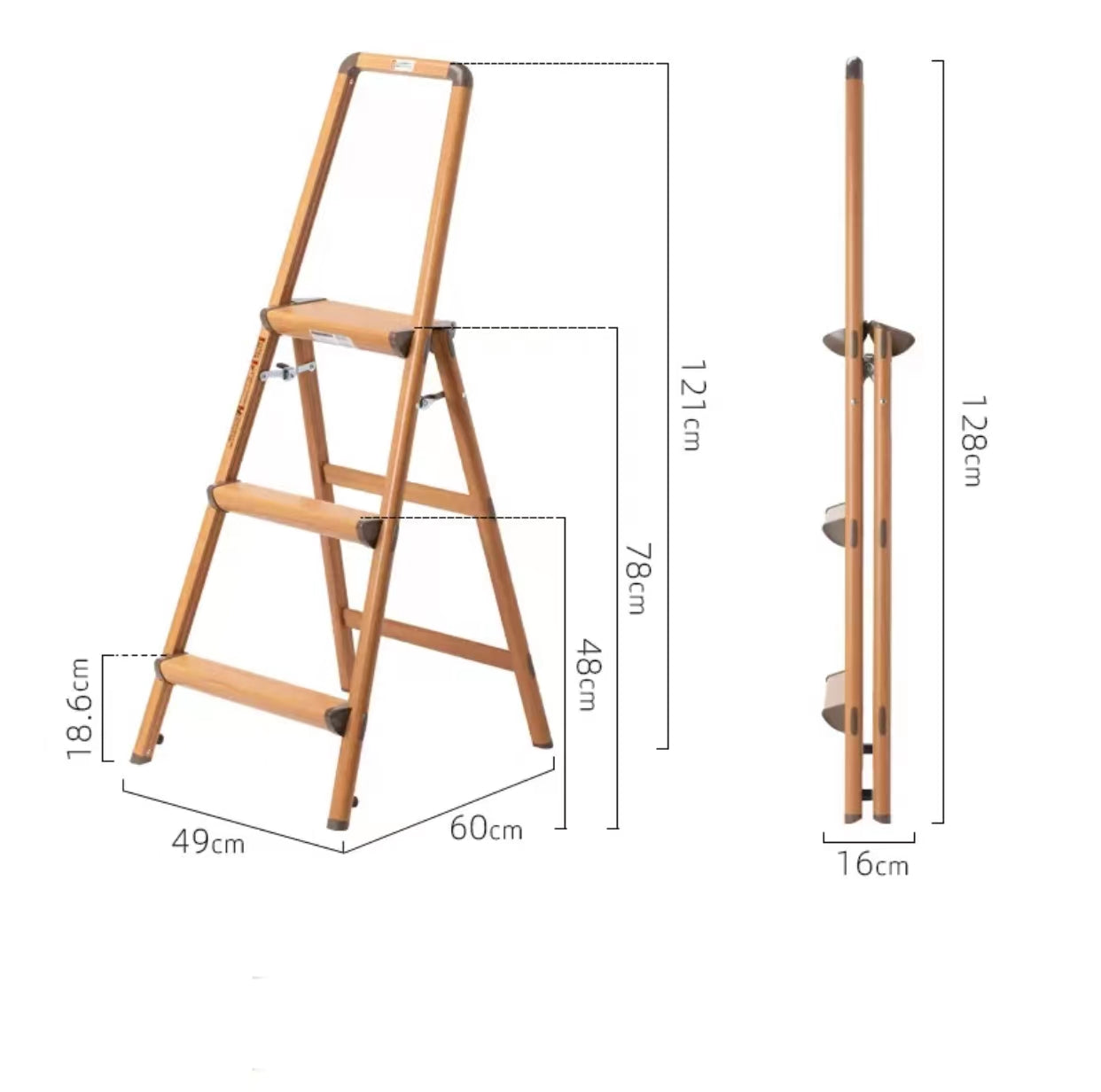 Foldable Solid Wood Step Ladder - 4 Seasons Home Gadgets