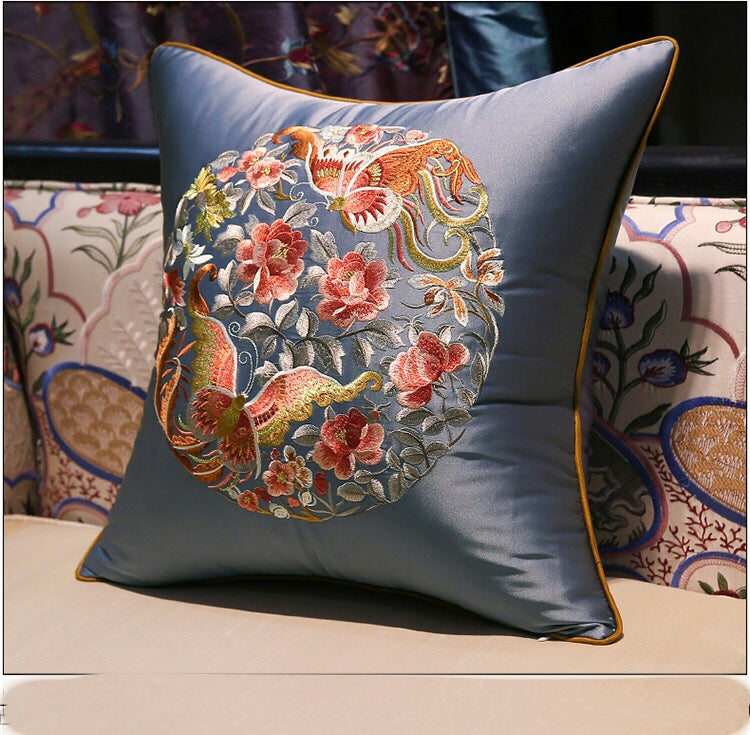 Forges Bird Silk Cushion - 4 Seasons Home Gadgets