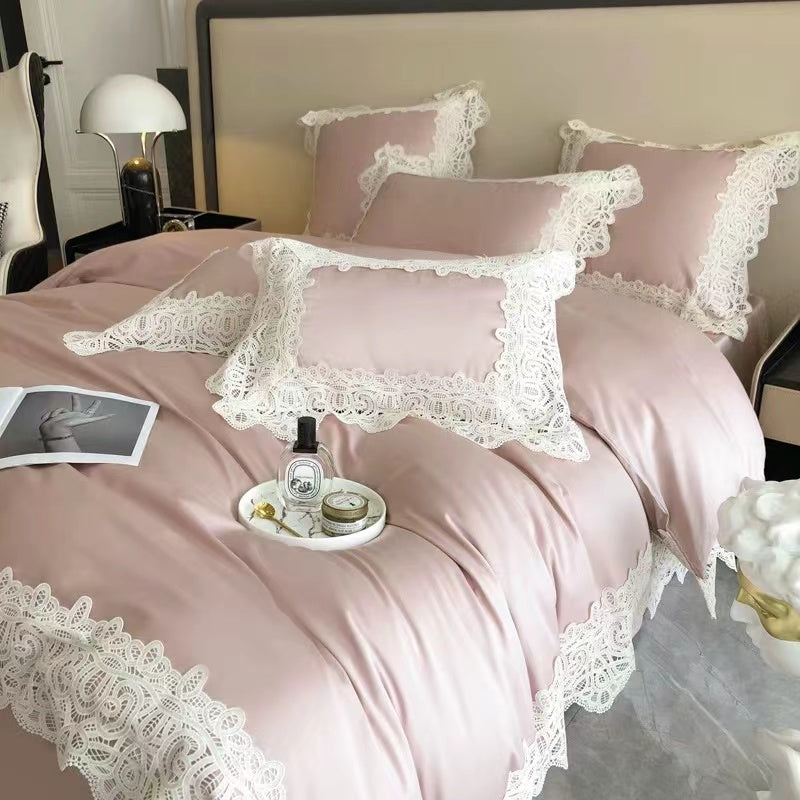 French Lace Cotton Duvet Cover Set - 4 Seasons Home Gadgets