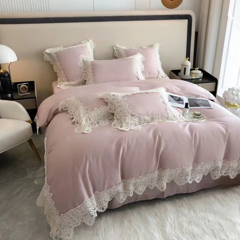 French Lace Cotton Duvet Cover Set - 4 Seasons Home Gadgets