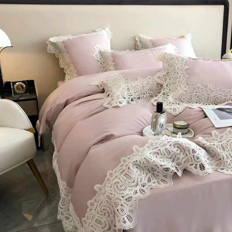 French Lace Cotton Duvet Cover Set - 4 Seasons Home Gadgets