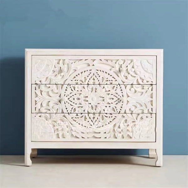 French Wide Oak Wood 3 Drawer Dresser - 4 Seasons Home Gadgets