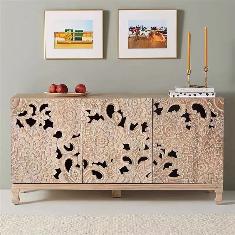 French Wide Pine Solid Wood Sideboard - 4 Seasons Home Gadgets