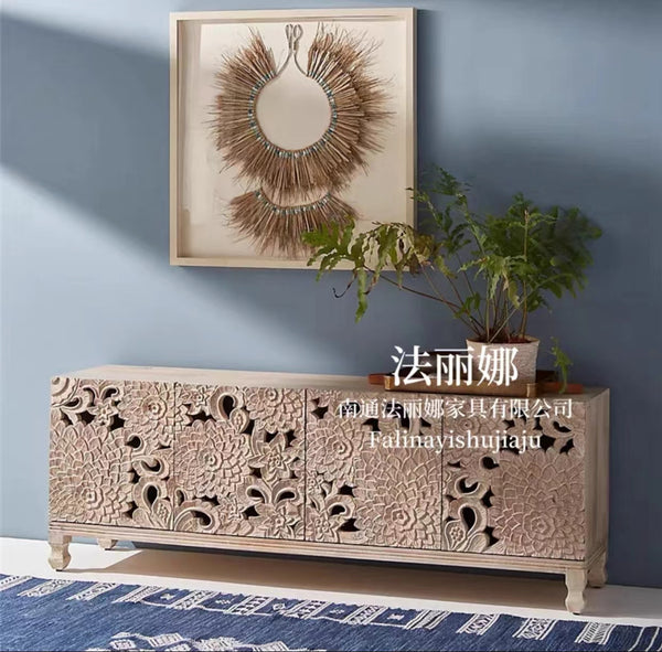 French Wide Pine Solid Wood Sideboard - 4 Seasons Home Gadgets