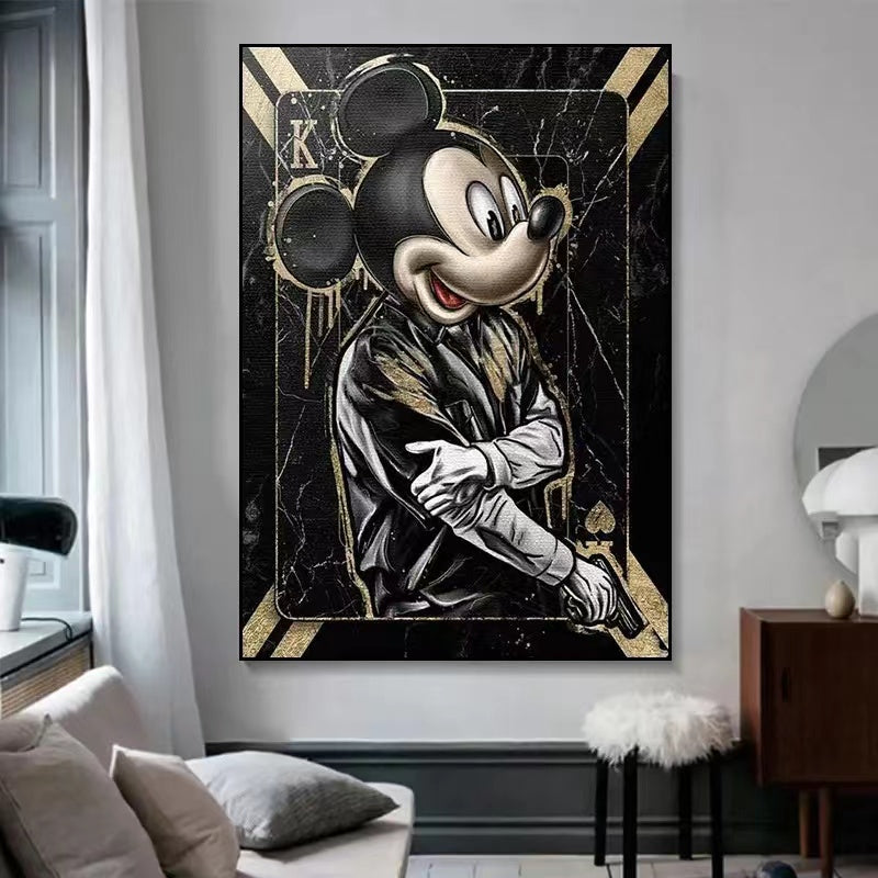 Funny Mickey And Minnie Mouse Pop Art Painting Wall Art - 4 Seasons Home Gadgets