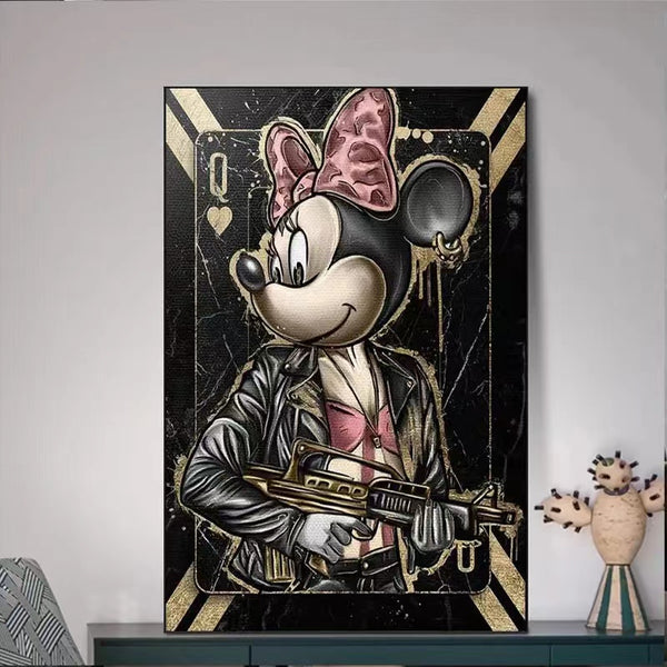 Funny Mickey And Minnie Mouse Pop Art Painting Wall Art - 4 Seasons Home Gadgets