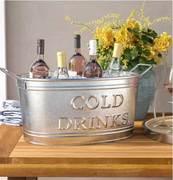 Galvanized Cold Drinks Oval Tub - 4 Seasons Home Gadgets