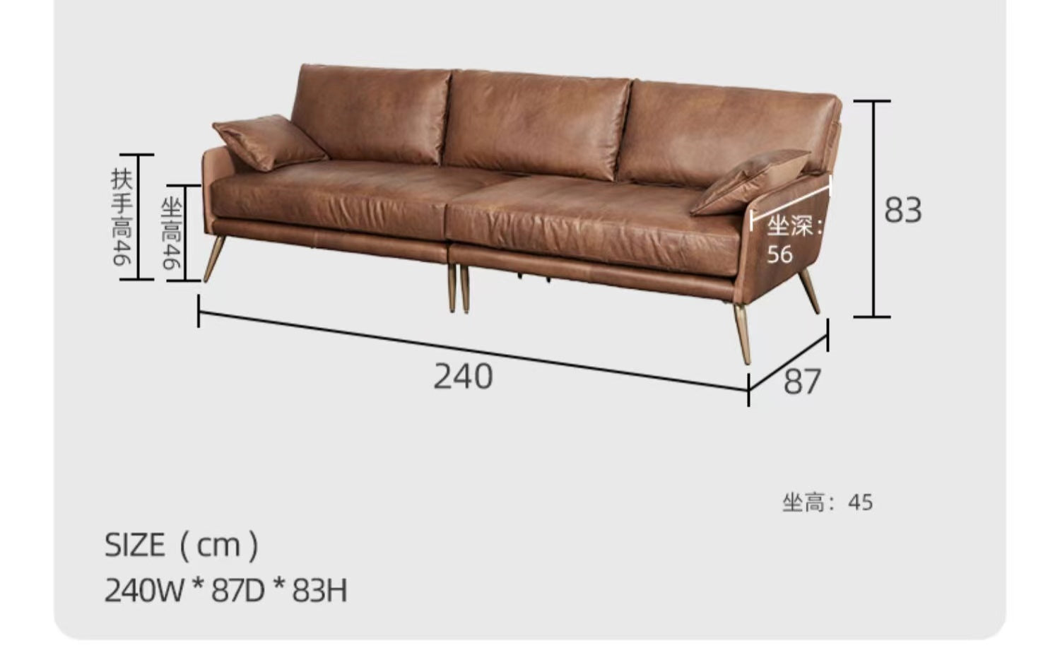 Genuine Leather Round Arm Sofa - 4 Seasons Home Gadgets