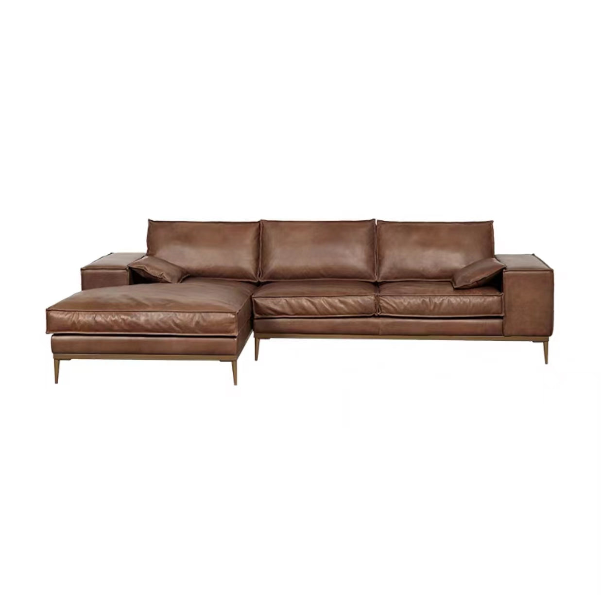 Genuine Leather Round Arm Sofa - 4 Seasons Home Gadgets