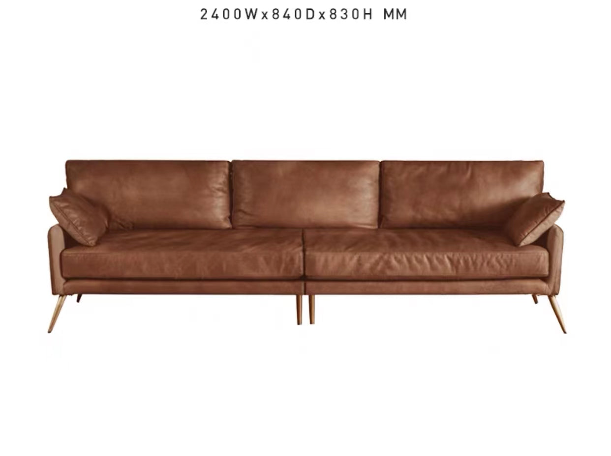 Genuine Leather Round Arm Sofa - 4 Seasons Home Gadgets