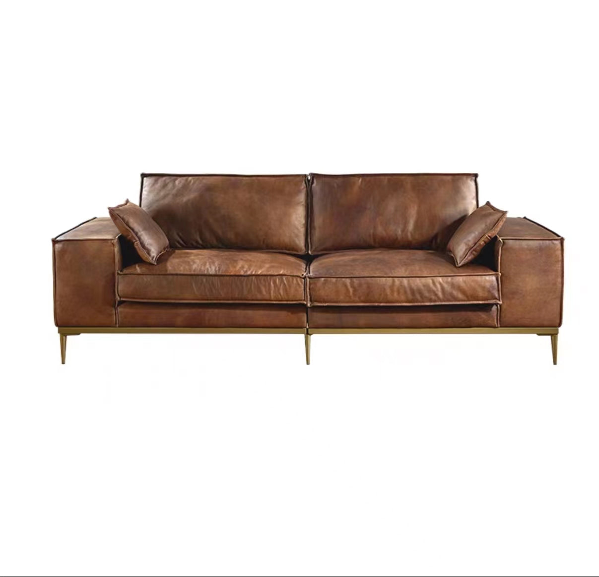 Genuine Leather Square Arm Sofa & Chaise Set - 4 Seasons Home Gadgets