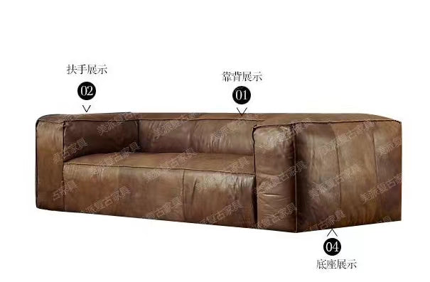 Genuine Leather Tuxedo Arm Sofa - 4 Seasons Home Gadgets