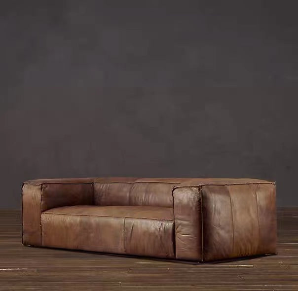 Genuine Leather Tuxedo Arm Sofa - 4 Seasons Home Gadgets