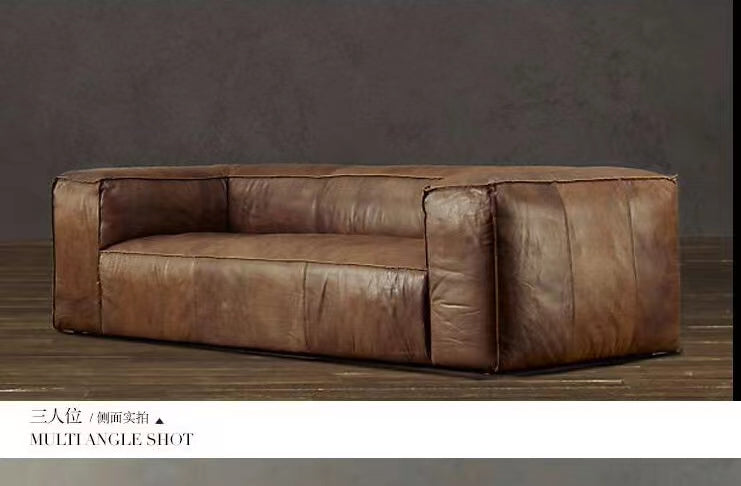 Genuine Leather Tuxedo Arm Sofa - 4 Seasons Home Gadgets