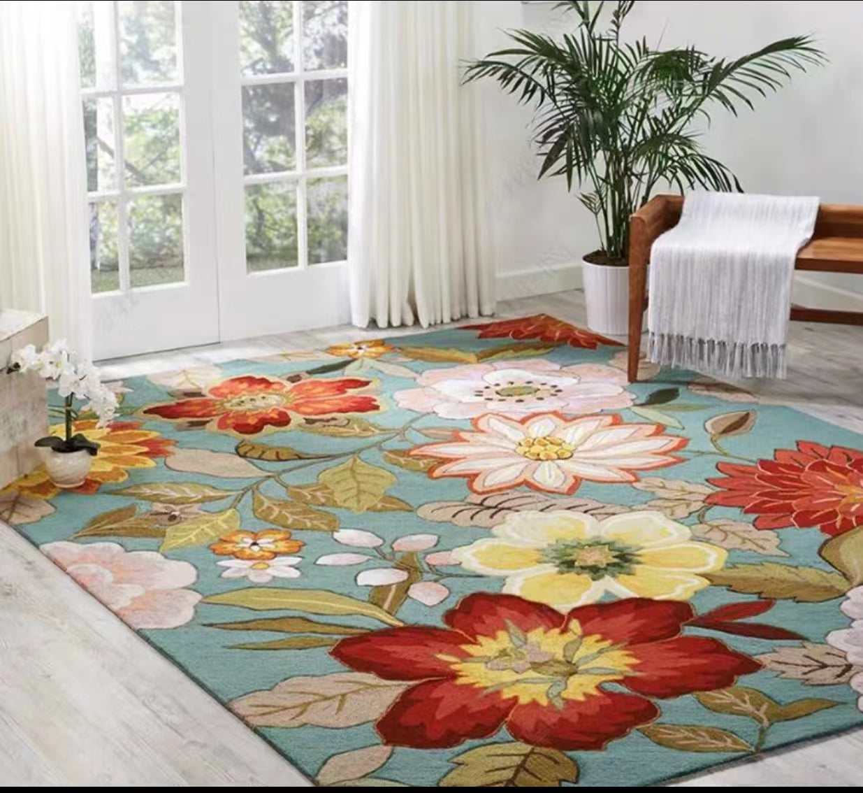 Geometric Tufted Tan Red Area Rug - 4 Seasons Home Gadgets