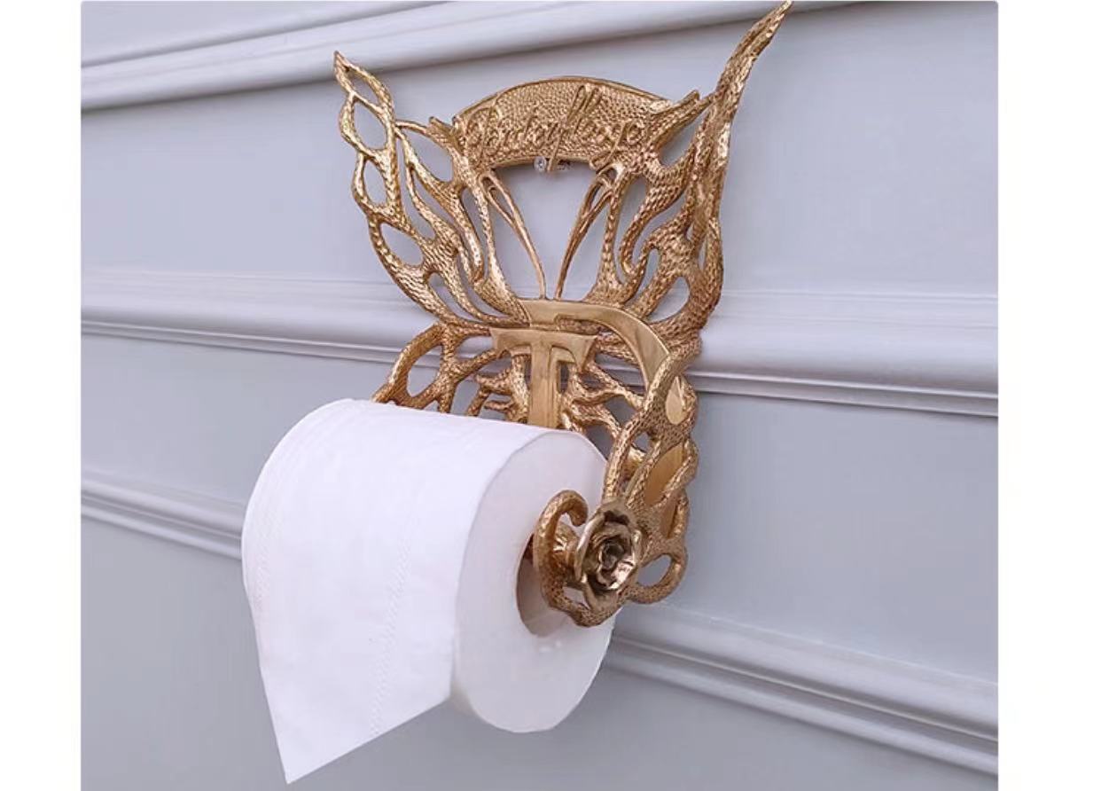 Gold Butterfly Toilet Paper Holder Rack - 4 Seasons Home Gadgets