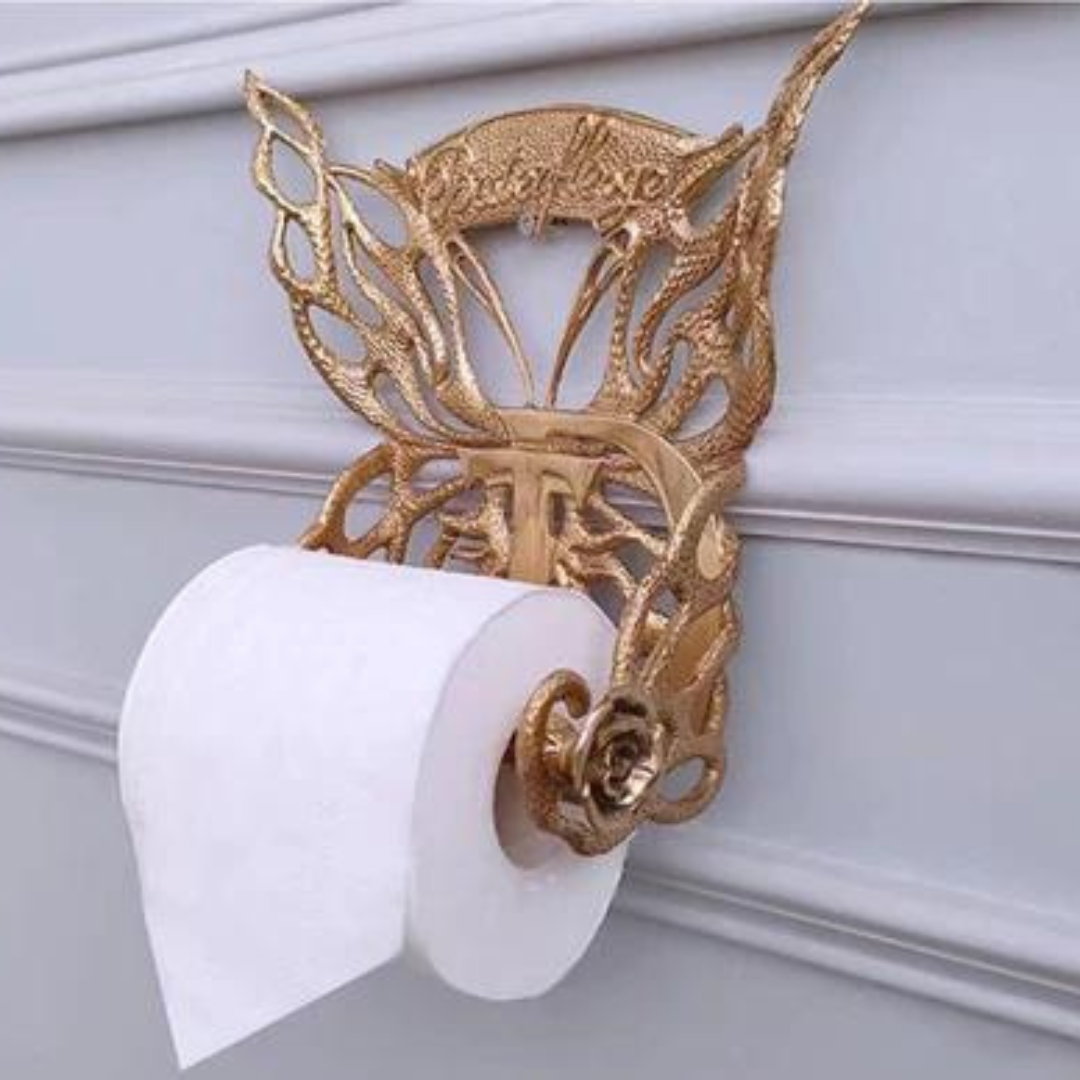 Gold Butterfly Toilet Paper Holder Rack - 4 Seasons Home Gadgets